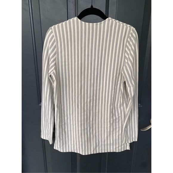 Rouge Margaux Gray and White Stripe Blouse, One Size - Picture 2 of 8